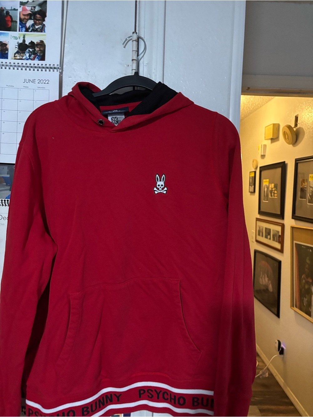 Psycho Bunny Red Crewneck Hoodie with Logo- P2P 22, Length 25